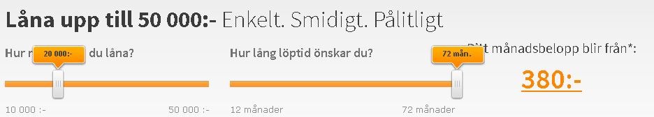 slidern visar preliminär månadskostnad vid 9,84% ränta